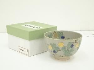 京焼　隆山造　色絵紅葉茶碗（箱付）